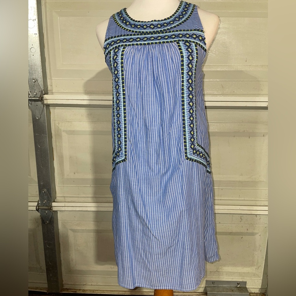Vineyard Vines Yarn Dye Stripe Embroidered Shift Dress - size XS